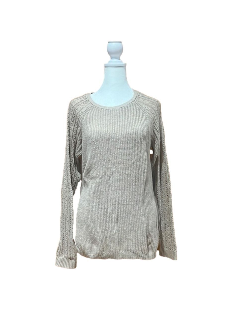 Sonoma Tan Ribbed Knit Long Sleeve Sweater Medium